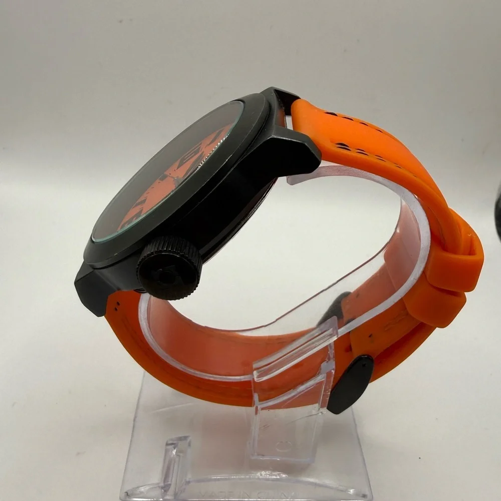 Kenneth Cole Reaction Orange Silicone Black Bezel 48mm RK1257 (New Battery) Rare